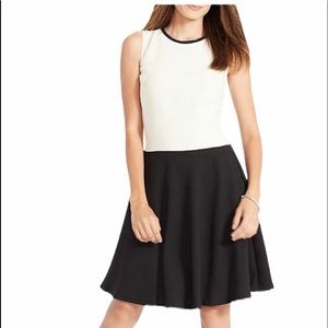 Ralph Lauren Fit & Flare Dress 6 NWT Cream Black Sleeveless Classic